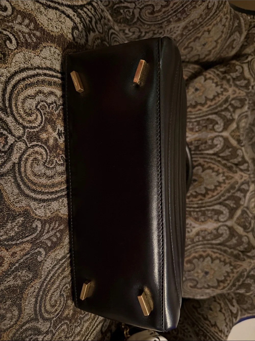 Salvatore Ferragamo Black Quilted Leather Shoulder Bag with Gold Chain Strap